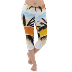 Hawaii Beach Summer Lightweight Velour Capri Yoga Leggings by pakminggu