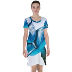 Two Dolphins Art Atlantic Dolphin Painting Animal Marine Mammal Short Sleeve Nightdress by pakminggu