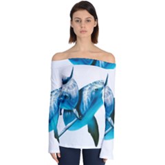 Two Dolphins Art Atlantic Dolphin Painting Animal Marine Mammal Off Shoulder Long Sleeve Top by pakminggu