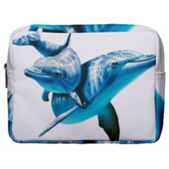 Two Dolphins Art Atlantic Dolphin Painting Animal Marine Mammal Make Up Pouch (large) by pakminggu