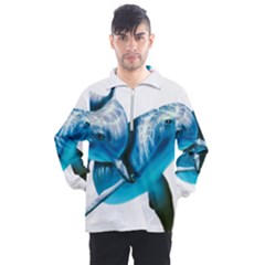 Two Dolphins Art Atlantic Dolphin Painting Animal Marine Mammal Men s Half Zip Pullover by pakminggu