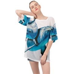 Two Dolphins Art Atlantic Dolphin Painting Animal Marine Mammal Oversized Chiffon Top by pakminggu