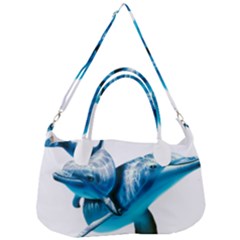 Two Dolphins Art Atlantic Dolphin Painting Animal Marine Mammal Removable Strap Handbag by pakminggu