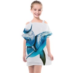 Two Dolphins Art Atlantic Dolphin Painting Animal Marine Mammal Kids  One Piece Chiffon Dress by pakminggu