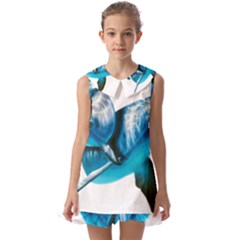 Two Dolphins Art Atlantic Dolphin Painting Animal Marine Mammal Kids  Pilgrim Collar Ruffle Hem Dress