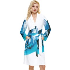 Two Dolphins Art Atlantic Dolphin Painting Animal Marine Mammal Long Sleeve Velvet Robe by pakminggu