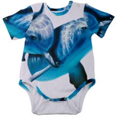 Two Dolphins Art Atlantic Dolphin Painting Animal Marine Mammal Baby Short Sleeve Bodysuit by pakminggu