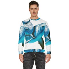 Two Dolphins Art Atlantic Dolphin Painting Animal Marine Mammal Men s Fleece Sweatshirt by pakminggu