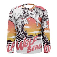 Gray Wolf Beach Waves A Wolf Animal Retro Men s Long Sleeve Tee by pakminggu