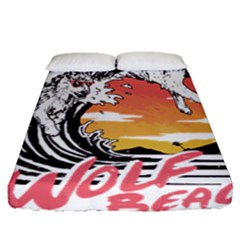 Gray Wolf Beach Waves A Wolf Animal Retro Fitted Sheet (queen Size) by pakminggu