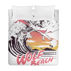 Gray Wolf Beach Waves A Wolf Animal Retro Duvet Cover Double Side (full/ Double Size) by pakminggu