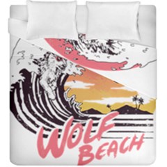 Gray Wolf Beach Waves A Wolf Animal Retro Duvet Cover Double Side (king Size) by pakminggu