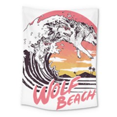 Gray Wolf Beach Waves A Wolf Animal Retro Medium Tapestry by pakminggu