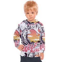 Gray Wolf Beach Waves A Wolf Animal Retro Kids  Hooded Pullover by pakminggu