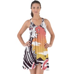 Gray Wolf Beach Waves A Wolf Animal Retro Show Some Back Chiffon Dress by pakminggu