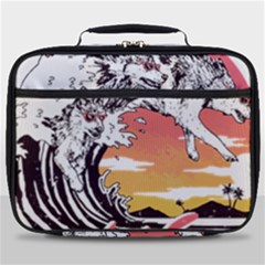 Gray Wolf Beach Waves A Wolf Animal Retro Full Print Lunch Bag by pakminggu