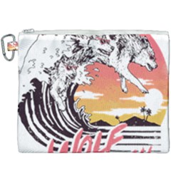 Gray Wolf Beach Waves A Wolf Animal Retro Canvas Cosmetic Bag (xxxl) by pakminggu