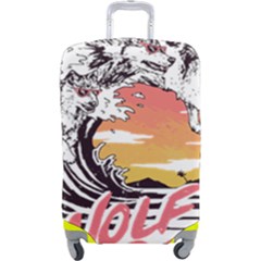 Gray Wolf Beach Waves A Wolf Animal Retro Luggage Cover (large) by pakminggu