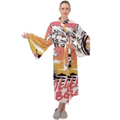 Gray Wolf Beach Waves A Wolf Animal Retro Maxi Velvet Kimono by pakminggu