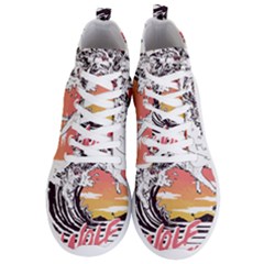 Gray Wolf Beach Waves A Wolf Animal Retro Men s Lightweight High Top Sneakers by pakminggu