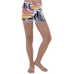 Gray Wolf Beach Waves A Wolf Animal Retro Kids  Lightweight Velour Yoga Shorts by pakminggu