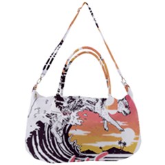 Gray Wolf Beach Waves A Wolf Animal Retro Removable Strap Handbag by pakminggu