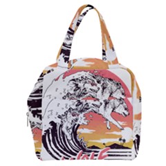 Gray Wolf Beach Waves A Wolf Animal Retro Boxy Hand Bag by pakminggu