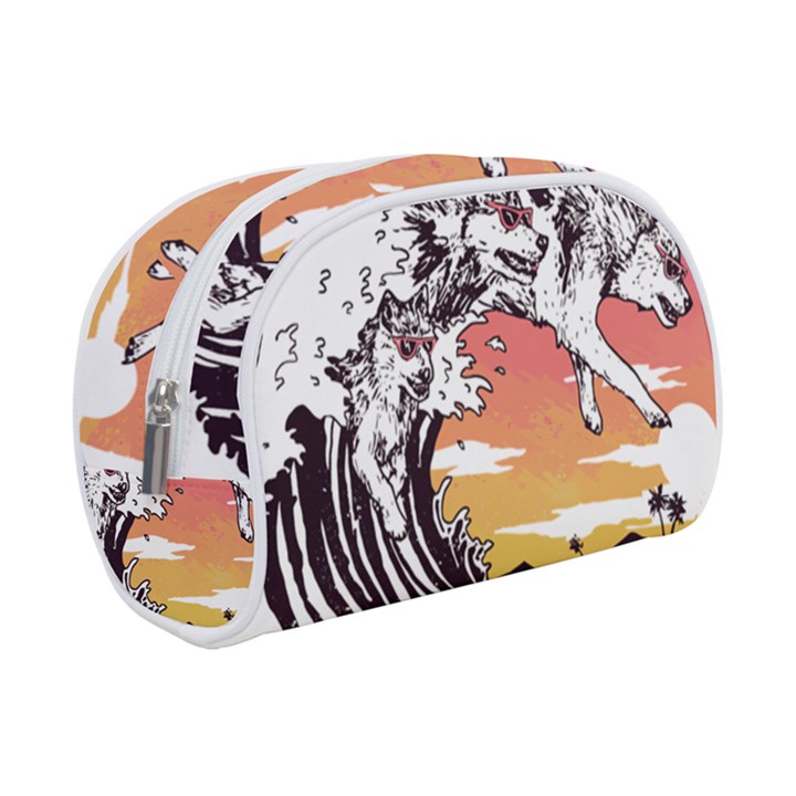 Gray Wolf Beach Waves A Wolf Animal Retro Make Up Case (Small)