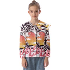 Gray Wolf Beach Waves A Wolf Animal Retro Kids  Peter Pan Collar Blouse by pakminggu