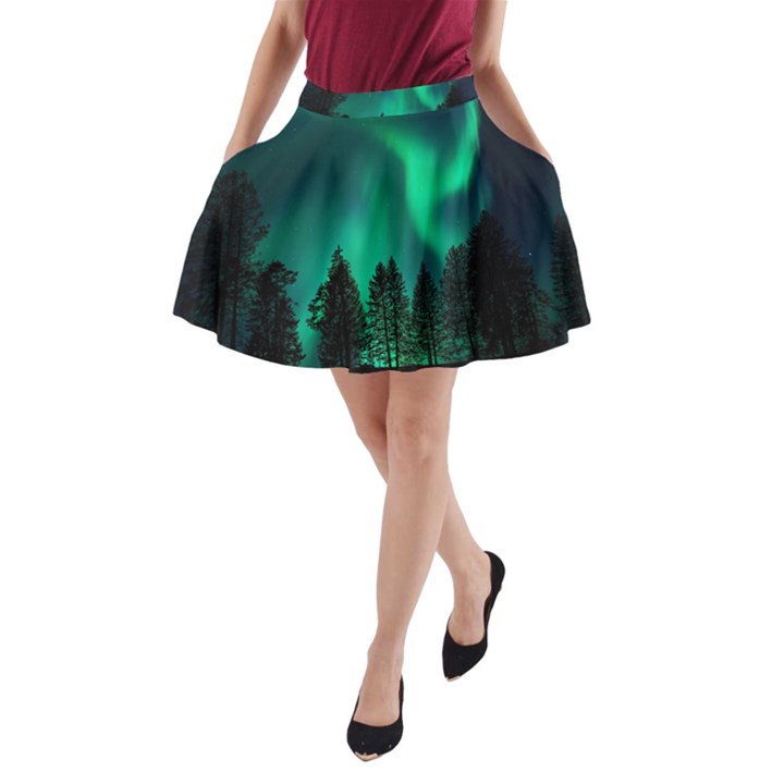 Aurora Northern Lights Phenomenon Atmosphere Sky A-Line Pocket Skirt