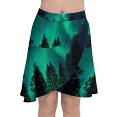 Aurora Northern Lights Phenomenon Atmosphere Sky Chiffon Wrap Front Skirt by pakminggu