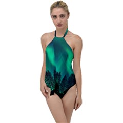 Aurora Northern Lights Phenomenon Atmosphere Sky Go With The Flow One Piece Swimsuit by pakminggu