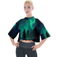 Aurora Northern Lights Phenomenon Atmosphere Sky Mock Neck Tee by pakminggu