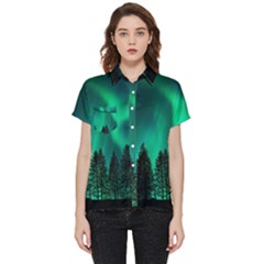 Aurora Northern Lights Phenomenon Atmosphere Sky Short Sleeve Pocket Shirt by pakminggu