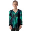 Aurora Northern Lights Phenomenon Atmosphere Sky Kids  V Neck Casual Top View1