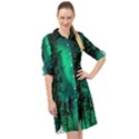 Aurora Northern Lights Celestial Magical Astronomy Long Sleeve Mini Shirt Dress View1