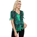 Aurora Northern Lights Celestial Magical Astronomy Bow Sleeve Button Up Top View3