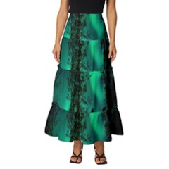 Aurora Northern Lights Celestial Magical Astronomy Tiered Ruffle Maxi Skirt by pakminggu