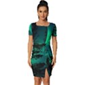 Aurora Northern Lights Celestial Magical Astronomy Fitted Knot Split End Bodycon Dress View1