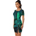 Aurora Northern Lights Celestial Magical Astronomy Fitted Knot Split End Bodycon Dress View2