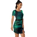 Aurora Northern Lights Celestial Magical Astronomy Fitted Knot Split End Bodycon Dress View3