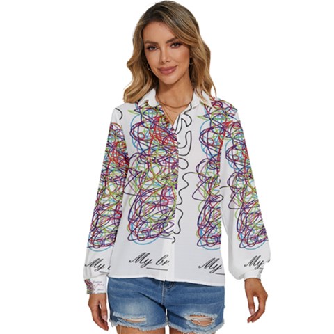 Neurodivergent Creative Smart Brain Women s Long Sleeve Button Up Shirt by pakminggu