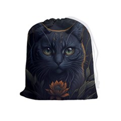 Art Cat Drawing Mammal Animal Feline Drawstring Pouch (xl) by pakminggu