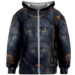 Art Cat Drawing Mammal Animal Feline Kids  Zipper Hoodie Without Drawstring by pakminggu