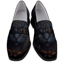 Art Cat Drawing Mammal Animal Feline Women s Chunky Heel Loafers by pakminggu