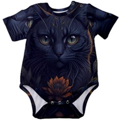 Art Cat Drawing Mammal Animal Feline Baby Short Sleeve Bodysuit by pakminggu