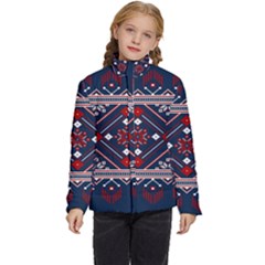 Ukrainian Folk Seamless Pattern Ornament Kids  Puffer Bubble Jacket Coat by pakminggu