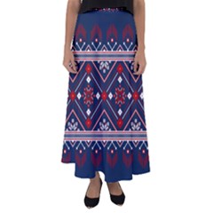 Ukrainian Folk Seamless Pattern Ornament Flared Maxi Skirt by pakminggu