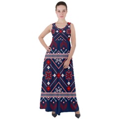 Ukrainian Folk Seamless Pattern Ornament Empire Waist Velour Maxi Dress by pakminggu