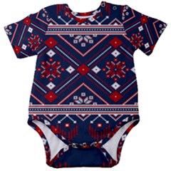 Ukrainian Folk Seamless Pattern Ornament Baby Short Sleeve Bodysuit by pakminggu